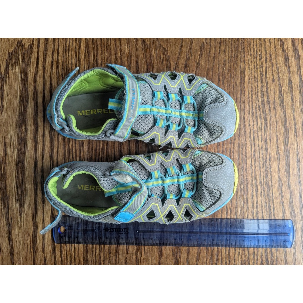 Merrell Hydro H2O Water Sandals Kids Size 3M Grey Blue Lime MK163197 Hiking Shoe